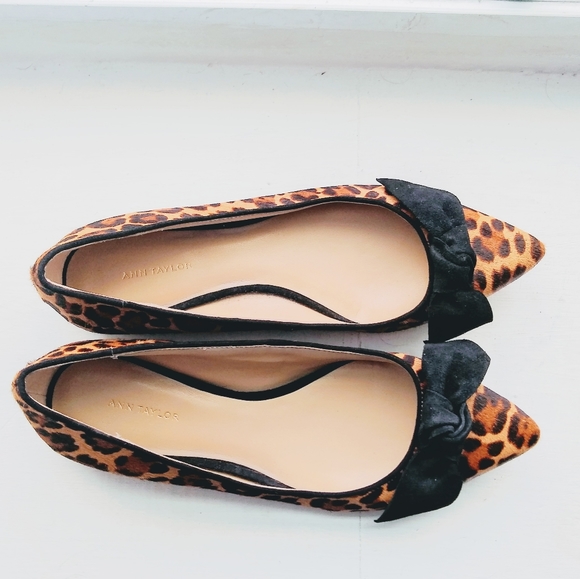 Ann Taylor Patricia Haircalf Leopard Bow Flats - Picture 7 of 8